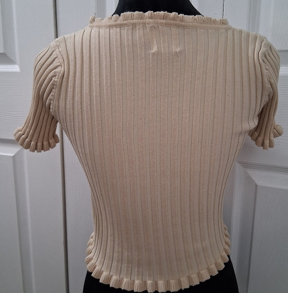 NWOT Princess Polly Beige Cropped & Ribbed Cardigan/ Top    Size S/M - Picture 6 of 16